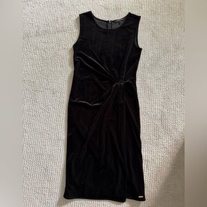 Armani Exchange Black Velvet Midi Dress
